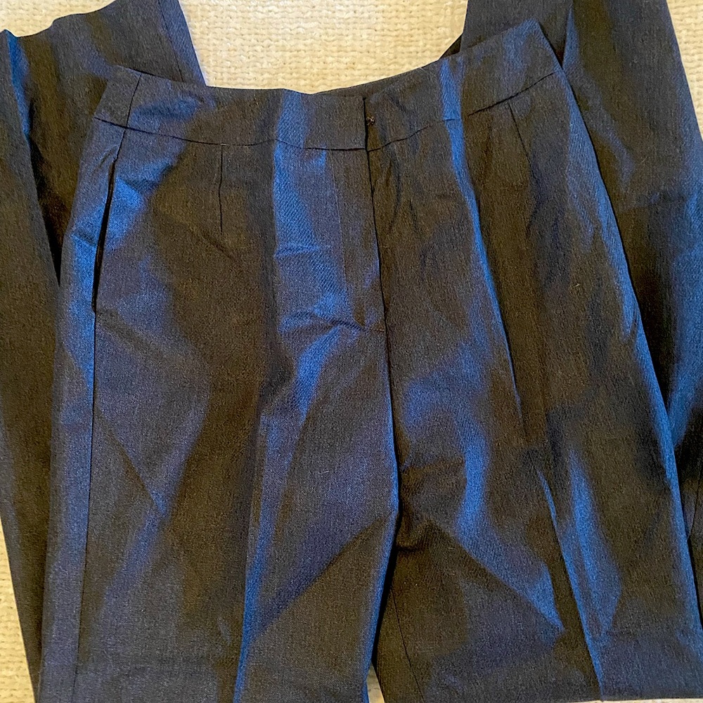 Designer Oscar de la Renta Wool Trousers; high waisted, pleated, wide legged